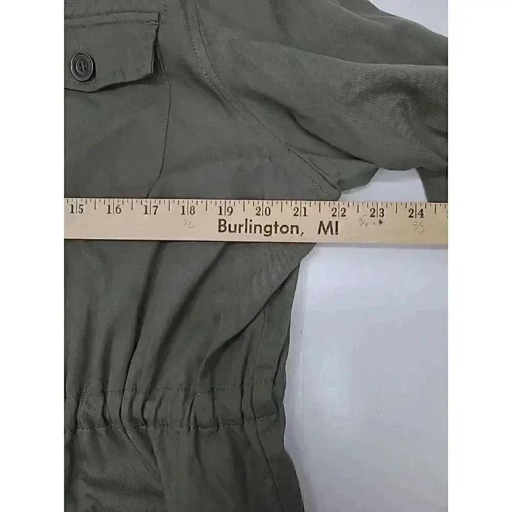 Liz & Me Jacket Women's Size 1x Green Military Tunic Chambray Shacket - Picture 4 of 7